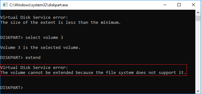 Diskpart extend E