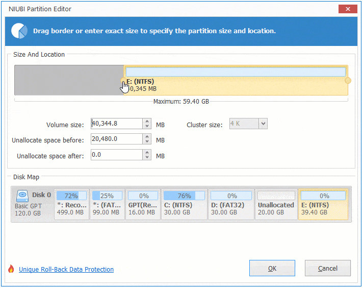 Extend E drive