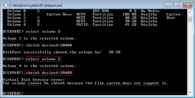 Shrink error