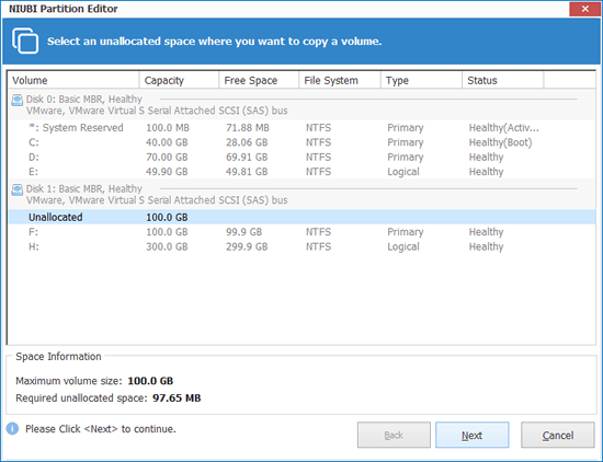 Select unallocated