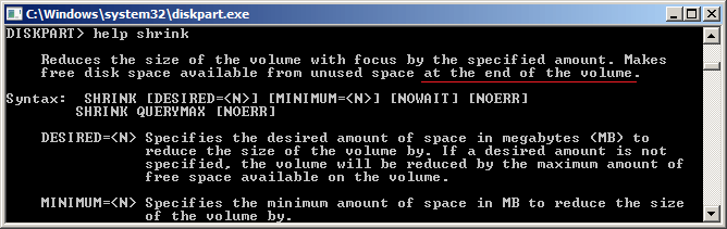 Shrink command