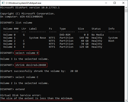 Diskpart error window